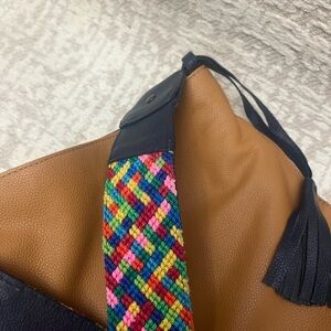 Multicolor Strap Tan Leather Bag